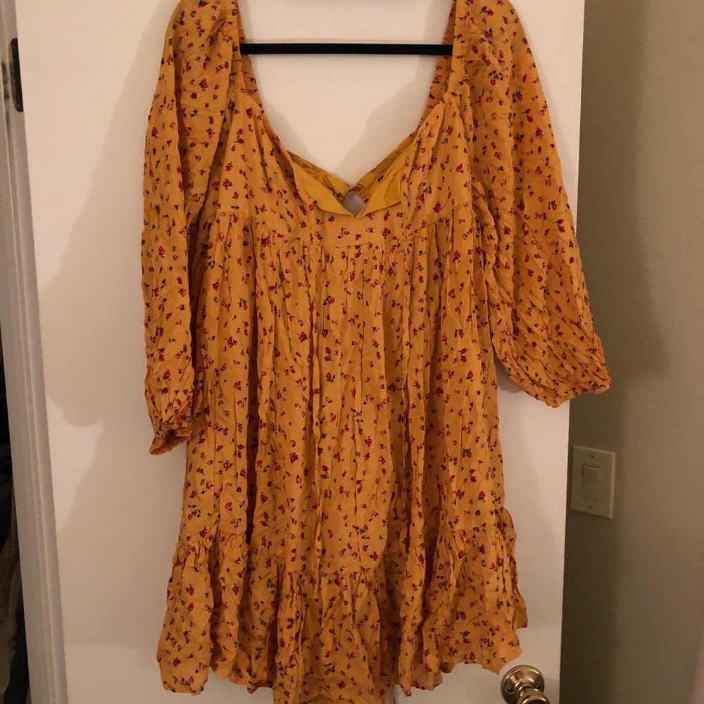 Yellow Floral Babydoll Dress